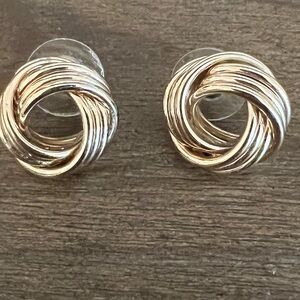 Gold tone weave stud earrings